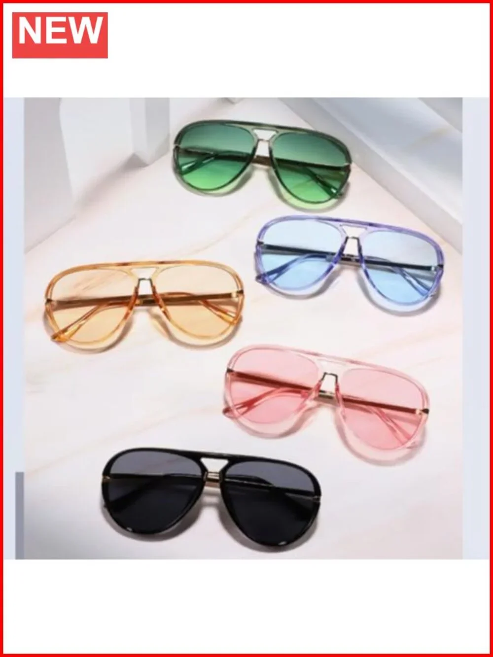 Retro Oversized Aviator Sunglasses with UV400 Protection for Women Men